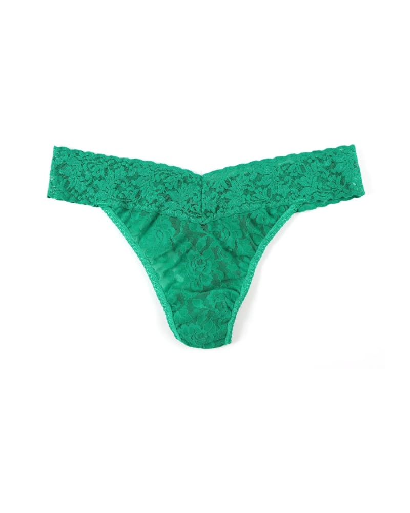 Front of a size one-size-fits-all SIGNATURE LACE PLUS THONG in MALA-MALACHITE by Hanky Panky. | dia_product_style_image_id:272602